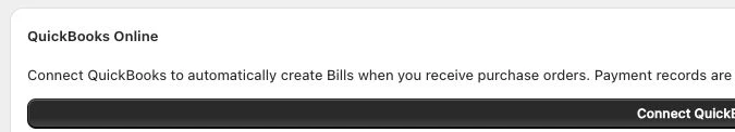 The QuickBooks Online connection in GoStock settings